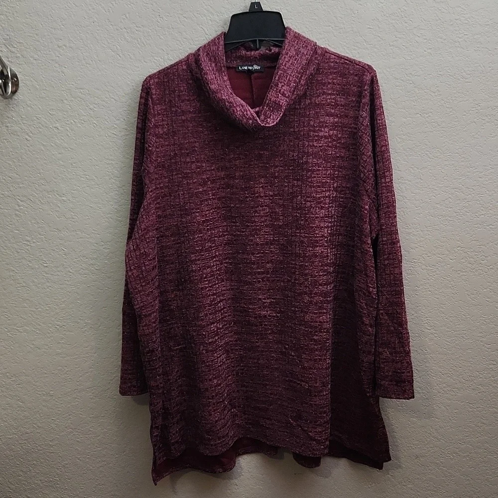 Lane Bryant Sweater Womens Size 22/ 24 Turtleneck Tunic Burgundy Long Sleeve